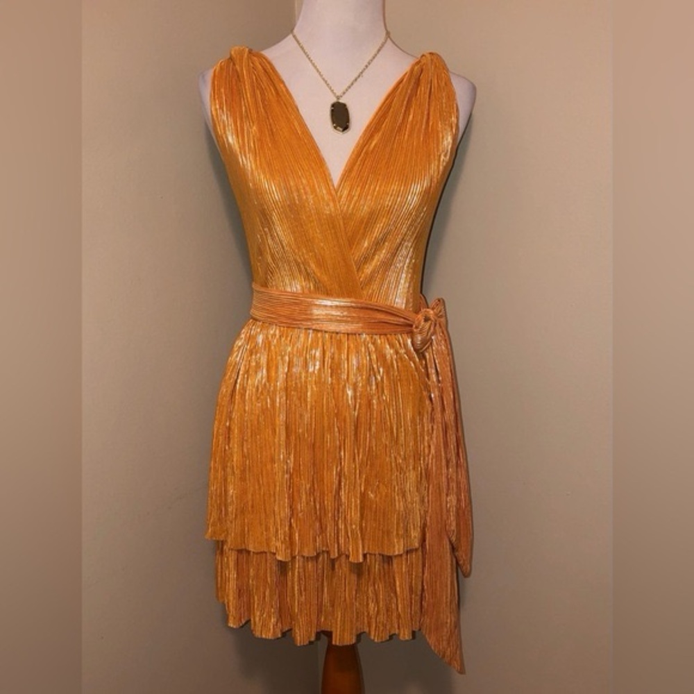 Sabina Musayev Shimmering Gold Mini Dress